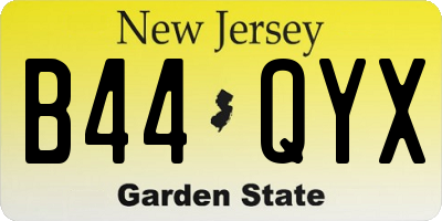 NJ license plate B44QYX