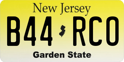 NJ license plate B44RCO
