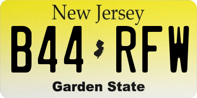 NJ license plate B44RFW