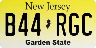 NJ license plate B44RGC
