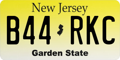 NJ license plate B44RKC