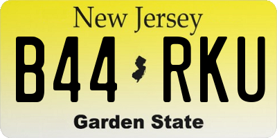 NJ license plate B44RKU