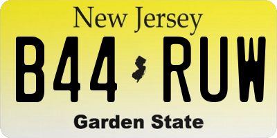 NJ license plate B44RUW