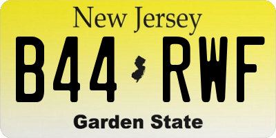 NJ license plate B44RWF