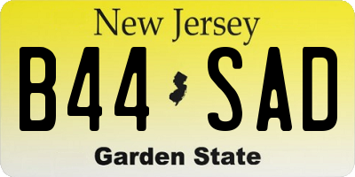 NJ license plate B44SAD