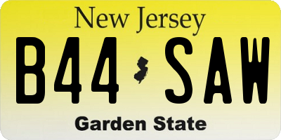 NJ license plate B44SAW