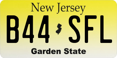 NJ license plate B44SFL