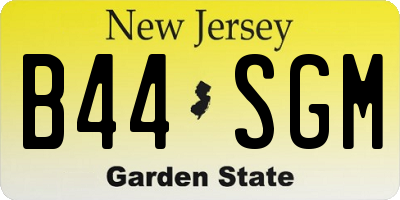 NJ license plate B44SGM