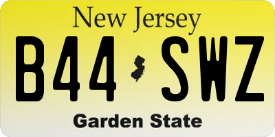 NJ license plate B44SWZ