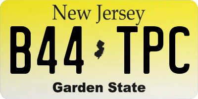 NJ license plate B44TPC