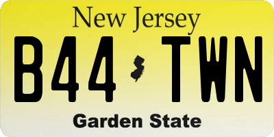 NJ license plate B44TWN