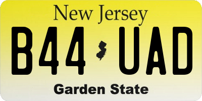 NJ license plate B44UAD