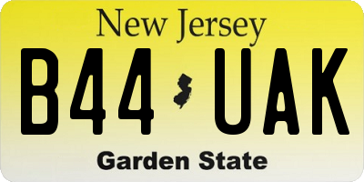 NJ license plate B44UAK