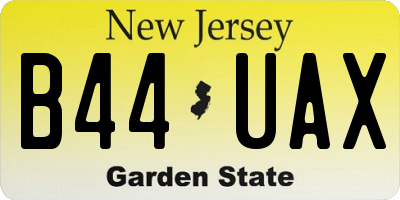 NJ license plate B44UAX