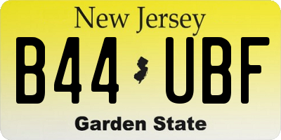 NJ license plate B44UBF