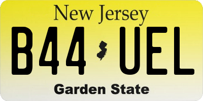 NJ license plate B44UEL