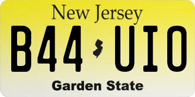 NJ license plate B44UIO