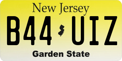 NJ license plate B44UIZ