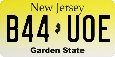 NJ license plate B44UOE