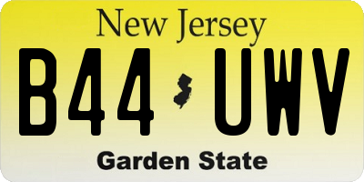 NJ license plate B44UWV