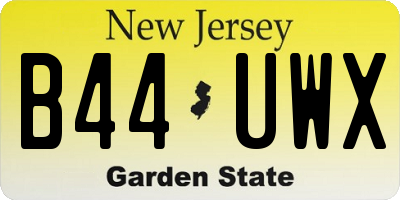 NJ license plate B44UWX