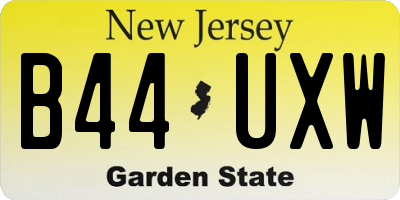 NJ license plate B44UXW