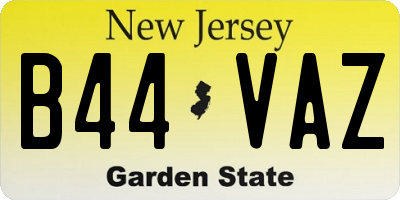 NJ license plate B44VAZ
