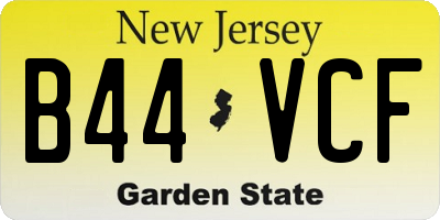 NJ license plate B44VCF