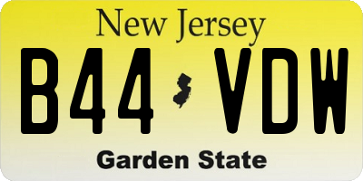 NJ license plate B44VDW