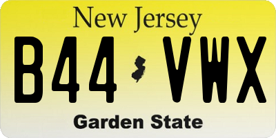 NJ license plate B44VWX
