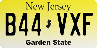 NJ license plate B44VXF