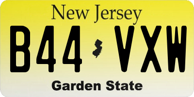 NJ license plate B44VXW