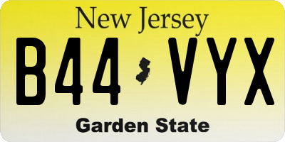 NJ license plate B44VYX