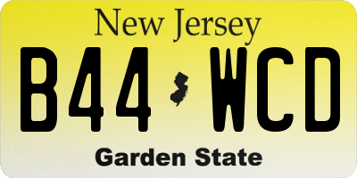 NJ license plate B44WCD