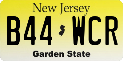 NJ license plate B44WCR