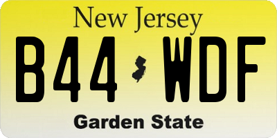 NJ license plate B44WDF