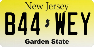 NJ license plate B44WEY