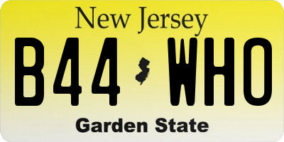 NJ license plate B44WHO