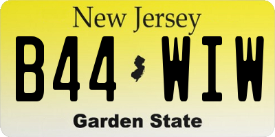NJ license plate B44WIW