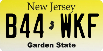 NJ license plate B44WKF
