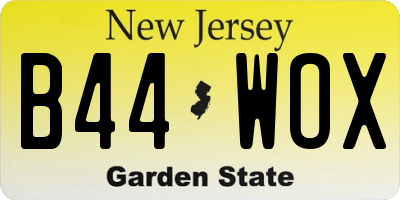NJ license plate B44WOX