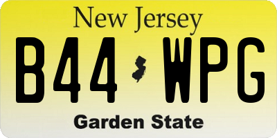 NJ license plate B44WPG
