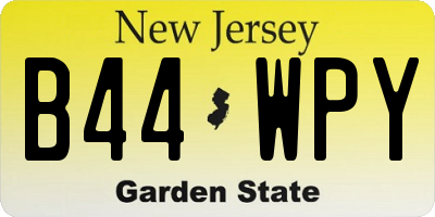 NJ license plate B44WPY