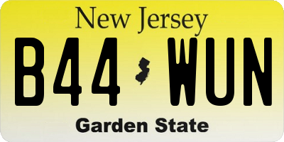 NJ license plate B44WUN
