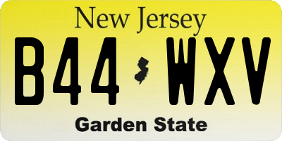 NJ license plate B44WXV
