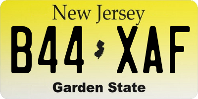 NJ license plate B44XAF