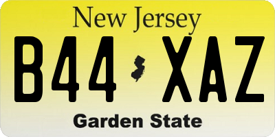 NJ license plate B44XAZ