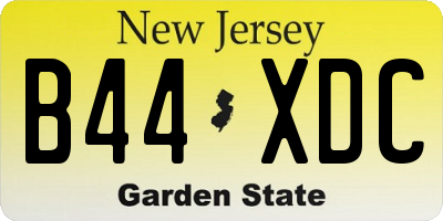 NJ license plate B44XDC