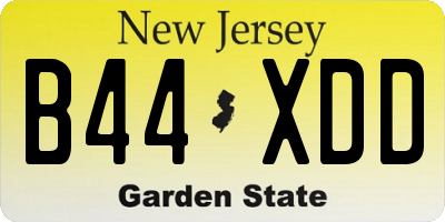 NJ license plate B44XDD