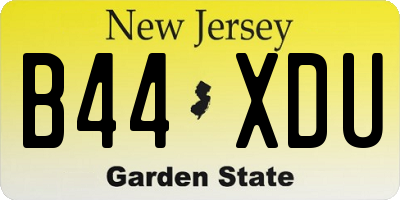NJ license plate B44XDU